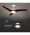 35W LED Loftventilator - RF Kontrol, 3 Vinger, DC Motor, Brun