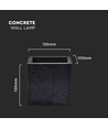 G9 firkantet væglampe i beton - Mørkegrå, IP20, uden lyskilde
