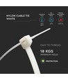 100x Kabelbindere / Kabelstrips - 3,5 x 200 mm, Hvid, 100 stk.