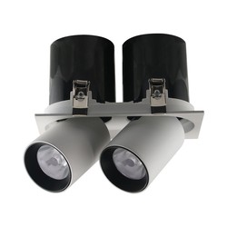 Elmateriel 36W LED downlight - Dobbelt Hoved, Samsung Chip, 4000K, Hvid Sort Hus