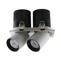 36W LED downlight - Dobbelt Hoved, Samsung Chip, 4000K, Hvid Sort Hus