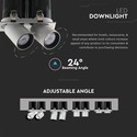 36W LED downlight - Dobbelt Hoved, Samsung Chip, 4000K, Hvid Sort Hus