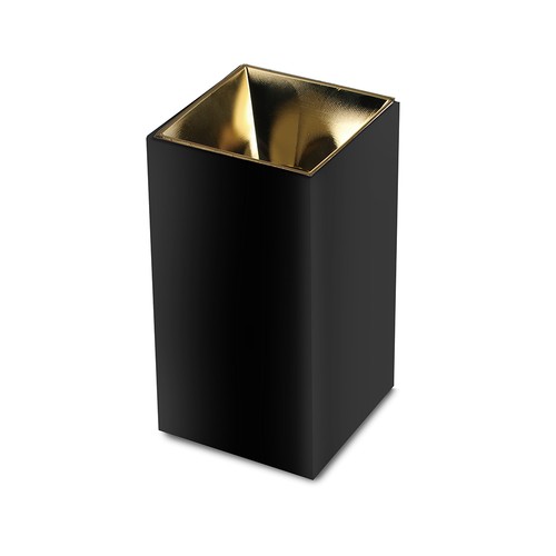 GU10 kvadratisk påbygningsspot - Sort/Guld, aluminium, IP20, 7,4 x 7,4 x 14cm