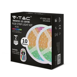 Elmateriel 300 LED Stribelys Sæt 4.8W/m - (EU stik), IP20, 2x5m Rulle, RGB