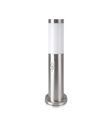 Pullertlampe med PIR Sensor E27 - Rustfrit Stål Hus (45 cm), Satin Nikkel, IP44 Pullertlampe med PIR Sensor E27 - Rustfrit Stål Hus (45 cm), Satin Nikkel, IP44