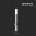 Pullertlampe - Rustfrit Stål (60 cm), PIR-sensor, Fatning, IP44, Satin Nikkel