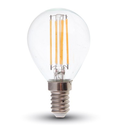 E14 6W LED kronepære - P45, Kultråd, klar glas