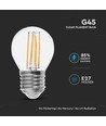 E27 6W LED kronepære - G45, filament, klart glas, 133lm/W, erstatter 60W