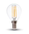 E14 6W LED kronepære - P45, filament, klart glas, 130lm/W, varm hvid, erstatter 60W