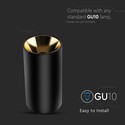 GU10 lampe - rund, sort, guld