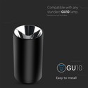 GU10 lampe - runde, sort + chrome