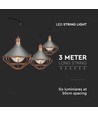 3m LED lyskæde med 6x E27 fatninger - Rose guld, IP65, kan sammenkobles, inde / ude