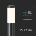 Pullertlampe E27 - Rustfrit Stål Hus (110 cm), Sort, IP44