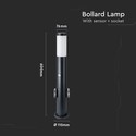 Pullertlampe - 60 cm, PIR-sensor, Fatning, Rustfrit Stål, IP44, Sort