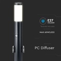 Pullertlampe - 60 cm, PIR-sensor, Fatning, Rustfrit Stål, IP44, Sort