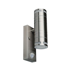 Producenter Glas væglampe med sensor GU10 rustfrit stål hus (H:21,5 cm) - 2-vejs, IP44