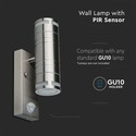 Glas væglampe med sensor GU10 rustfrit stål hus (H:21,5 cm) - 2-vejs, IP44