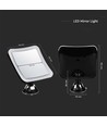 3,2W LED spejl med 10x forstørrelse - Batteridrevet, 360° rotation, IP44, sort, sugekop, kold hvid