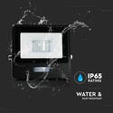 10W Projektør - PIR Sensor, Samsung Chip, 4000K, Sort Hus