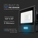 10W Projektør - PIR Sensor, Samsung Chip, 6500K, Sort Hus