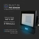 30W Projektør - PIR Sensor, Samsung Chip, 6500K, Sort Hus
