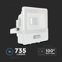 10W Projektør - PIR Sensor, Samsung Chip, 6500K, Hvid Hus