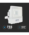 10W Projektør - PIR Sensor, Samsung Chip, 6500K, Hvid Hus