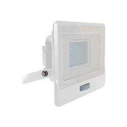 Producenter 30W projektør - PIR sensor, Samsung chip, 6500K, hvid kabinet.