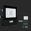 PIR Sensor Projektør 10W - Samsung Chip, 1m Kabel, 6500K, Sort Hus