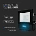 PIR Sensor Projektør 10W - Samsung Chip, 1m Kabel, 6500K, Sort Hus