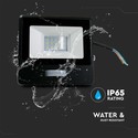 PIR Sensor Projektør 10W - Samsung Chip, 1m Kabel, 6500K, Sort Hus