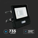 PIR Sensor Projektør 10W - Samsung Chip, 1m Kabel, 6500K, Sort Hus