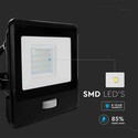 20W Projektør - PIR Sensor, Samsung Chip, 1m Kabel, 4000K, Sort Hus
