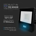 20W Projektør - PIR Sensor, Samsung Chip, 1m Kabel, 4000K, Sort Hus
