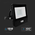 20W Projektør - PIR Sensor, Samsung Chip, 1m Kabel, 4000K, Sort Hus