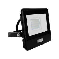 Producenter 20W Projektør Samsung Chip - PIR Sensor, 1m Kabel, 6500K, Sort Hus.