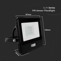 20W Projektør Samsung Chip - PIR Sensor, 1m Kabel, 6500K, Sort Hus