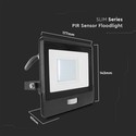 V-TAC PROJEKTØR 30W - PIR SENSOR, Samsung Chip, 1M KABEL, 6500K, SORT HUS