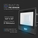 V-TAC PROJEKTØR 30W - PIR SENSOR, Samsung Chip, 1M KABEL, 6500K, SORT HUS