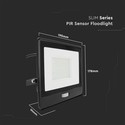 PIR sensor projektør 50W - Samsung chip, 1m kabel, 6500K, sort hus