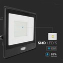 PIR sensor projektør 50W - Samsung chip, 1m kabel, 6500K, sort hus
