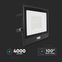PIR sensor projektør 50W - Samsung chip, 1m kabel, 6500K, sort hus
