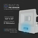 10W Projektør - PIR Sensor, Samsung Chip, 1m Kabel, 6500K, Hvidt Hus