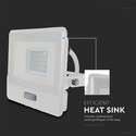 V-TAC projektør 20W PIR sensor Samsung chip, 1m kabel, 3000K, hvid hus