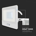 30W Projektør - PIR Sensor, Samsung Chip, 1m Kabel, 4000K, Hvid Hus