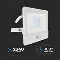 30W Projektør - PIR Sensor, Samsung Chip, 1m Kabel, 4000K, Hvid Hus