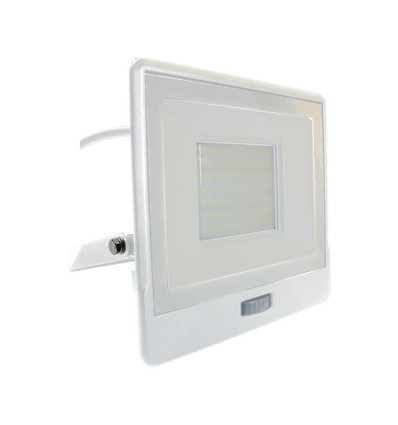 50W projektør - PIR sensor, Samsung chip, 1m kabel, 4000K, Hvid hus, arbejdslampe