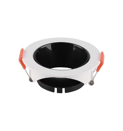 GU10 lampe - rund hvid ramme, sort reflektor