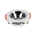 GU10-lampe, rund, hvid ramme, krom reflektor