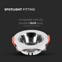 GU10-lampe, rund, hvid ramme, krom reflektor